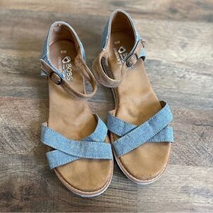 Skechers Bobs Memory Foam Denim Blue Sandals w/ buckle women's 10W see info